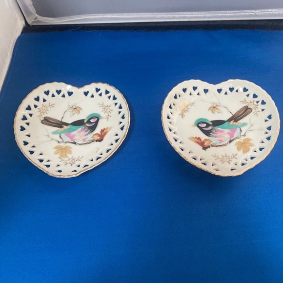 Relco Bird Plates Heart Shape Miniature Japan - Picture 1 of 9